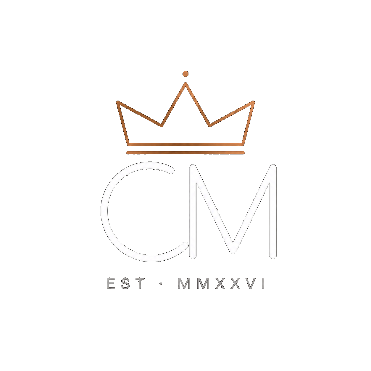 Crownmark CM monogram with sketch crown centered above