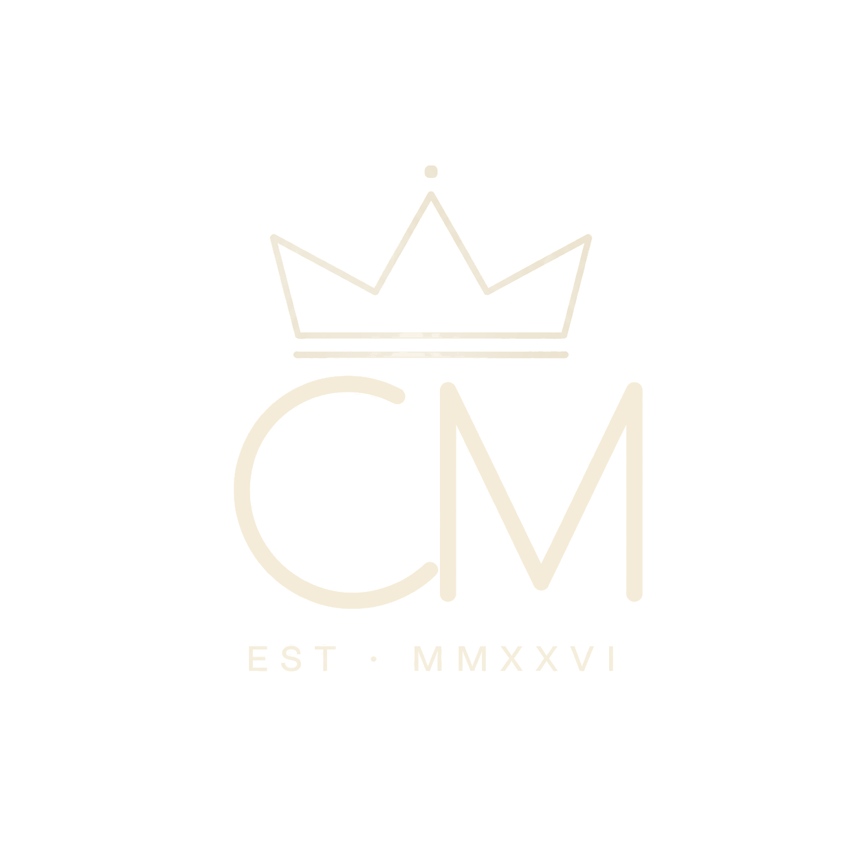 Crownmark CM monogram with sketch crown centered above